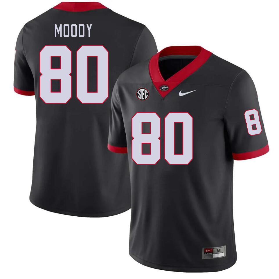 Georgia Bulldogs Men's Brandon Moody #80 Black Stitched College UGA Football Jersey 23II011YW